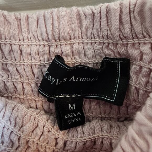 Kayla's Armoire Top Womens Medium Tiered Smocked Ruffled Festival Concert Pink - Picture 4 of 6